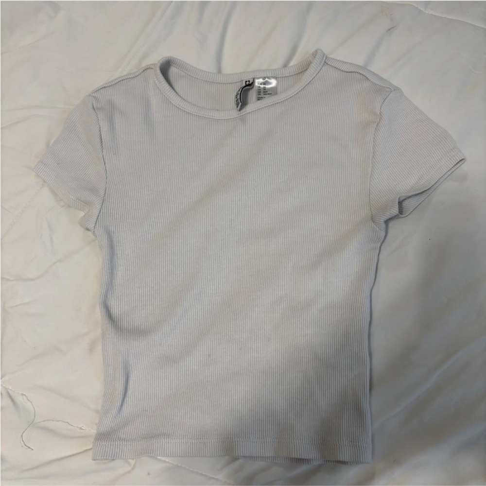 Divided Light Gray Ribbed Crop Top